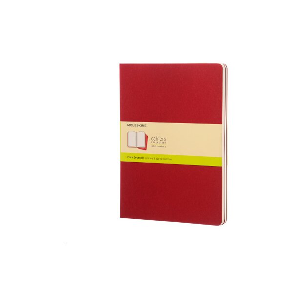 MOLESKINE Cahier XL 25x19cm 931090 en blanc, rouge 3 pcs.