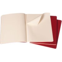 MOLESKINE Cahier XL 25x19cm 931090 en blanc, rouge 3 pcs.