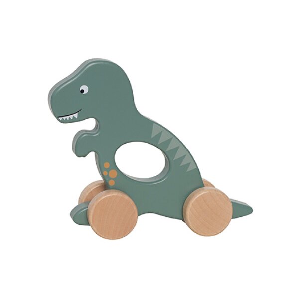JABADABADO Dino en bois avec roues C2557 vert 19x5x16cm