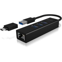 ICY BOX USB Hub & Gigabit Eth. LAN IB-HUB1419-LAN 3x...