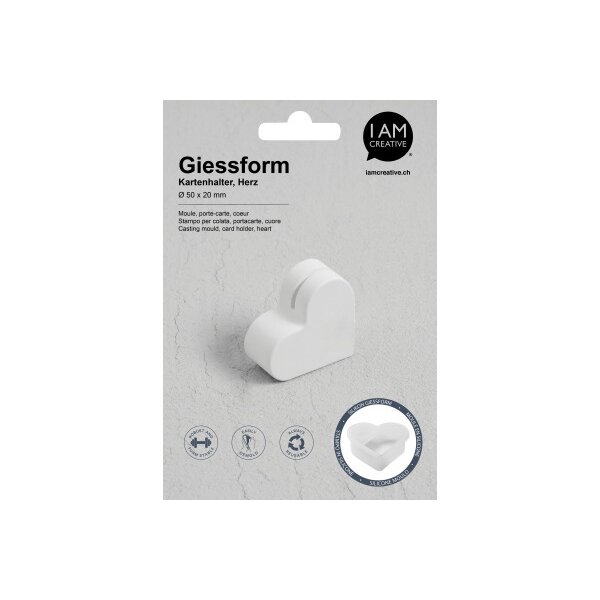 I AM CREATIVE Silikon Giessform 1704.24 Kartenhalter Herz