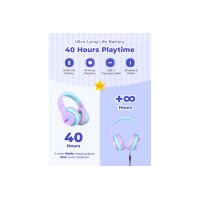 ICLEVER Kids Bluetooth Headphones C03-1702N-33 BTH12, LED, 55h, purple