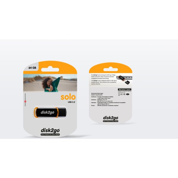 DISK2GO USB-Stick solo 64GB 30006624 Type C USB 3.2