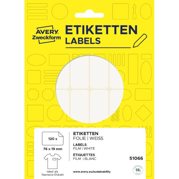 AVERY Zweckform &Eacute;tiquette de nom, 80x54 mm, enlevable, blanc