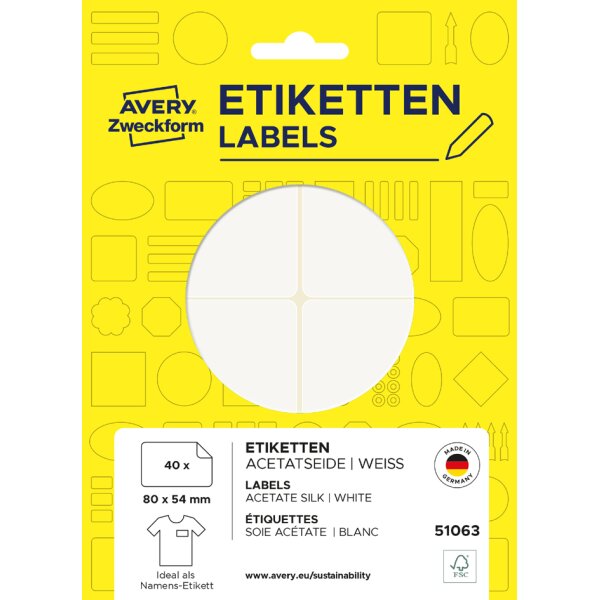 AVERY Zweckform Étiquette de nom, 80x54 mm, enlevable, blanc