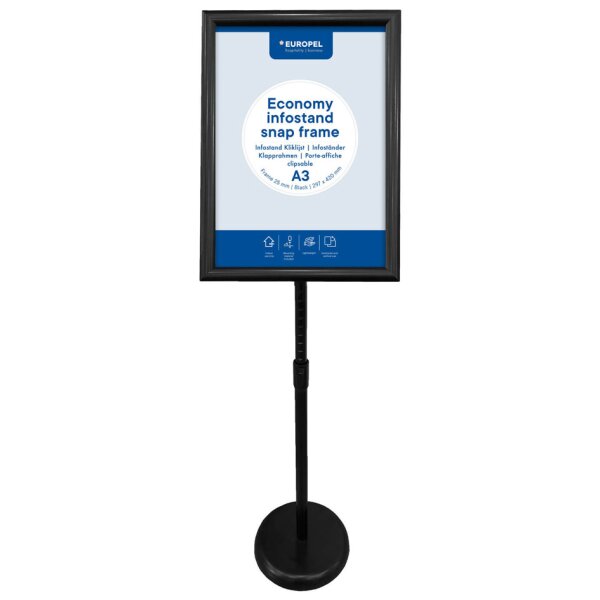 EUROPEL Porte-affiche sur pied ECONOMY + cadre, A4, argent