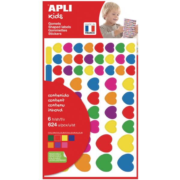 APLI kids Gommettes Coeur, en sachet
