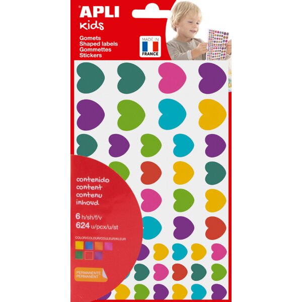 APLI kids Gommettes Coeur, en sachet