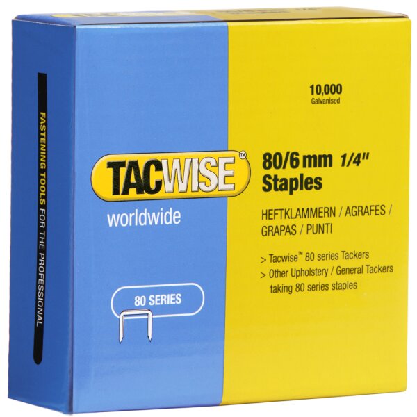 TACWISE Agrafes 80/8 mm galvanisées, 10.000 pièces