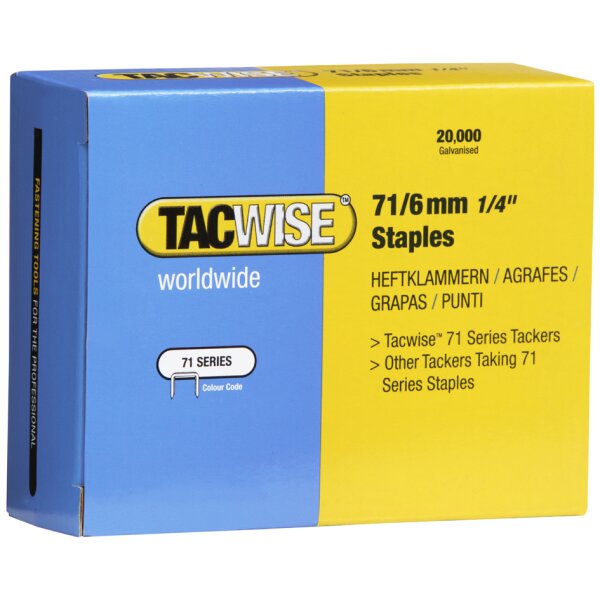 TACWISE Agrafes 71/8 mm galvanis&eacute;es, 20.000 pi&egrave;ces