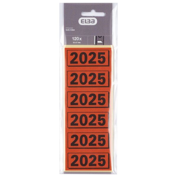 ELBA Inhaltsschild "2025", rot, Masse: (B)57 x (H)25 mm