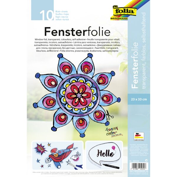 folia Fensterfolie, 230 x 330 mm, 5 Blatt, farblos