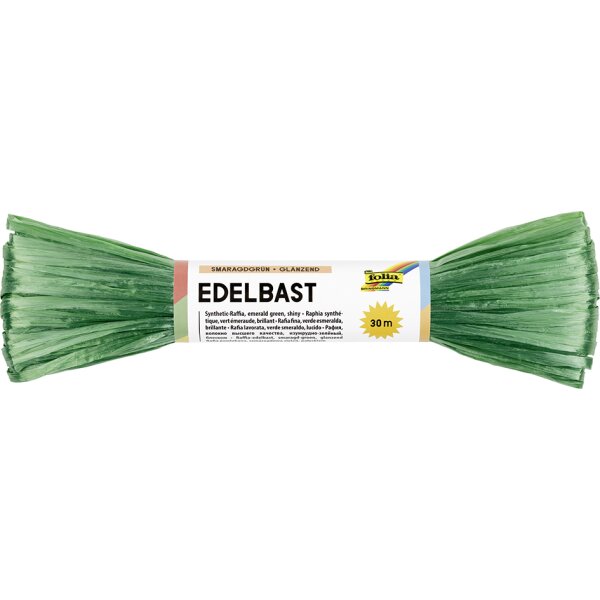 folia Raphia synth&eacute;tique, bobine de 30 m, vert &eacute;meraude