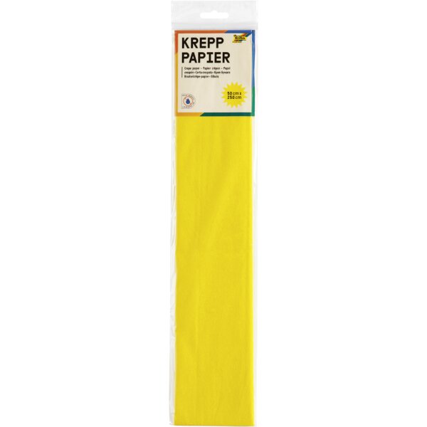 folia Papier cr&eacute;pon en couches, 500 mm x 2,5 m, jaune