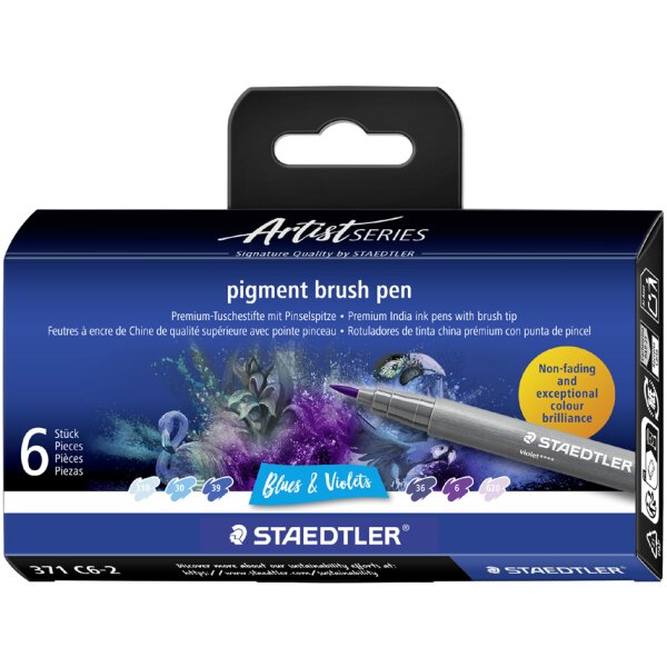 STAEDTLER Fasermaler pigment brush pen "Blues &amp; Greens"
