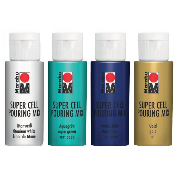 Marabu Super Cell Pouring Mix-Set OCEAN, 4 x 60 ml