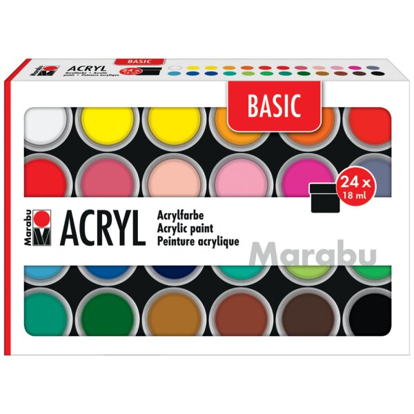 Marabu Acrylfarben-Set BASIC, 24 x 18 ml