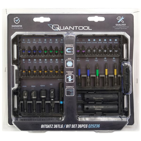 QUANTOOL Jeu dembouts, 36 pi&egrave;ces, dans une bo&icirc;te plastique