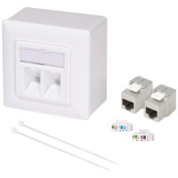 LogiLink Prise RJ45 cat.6, 2x RJ45, blindé, blanc