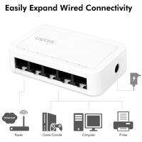 LogiLink Desktop Gigabit Ethernet Switch, 5-Port, weiss