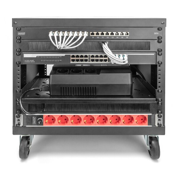 DIGITUS 19" Universal-Gestell, mit Rollen, 8HE, schwarz