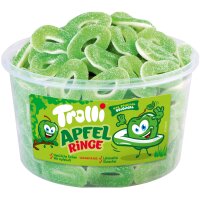 Trolli Fruchtgummi APFELRINGE, 150er Runddose