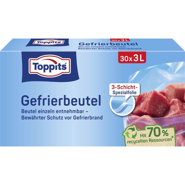 TOPPITS Sachet de cong&eacute;lation, 80 x 2 litres, 220 x 240 mm