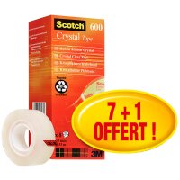3M Scotch Ruban adhésif Crystal Clear 600, 19 mm x...