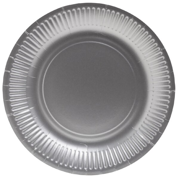 PROnappe Assiette en carton, rond, 230 mm, argent