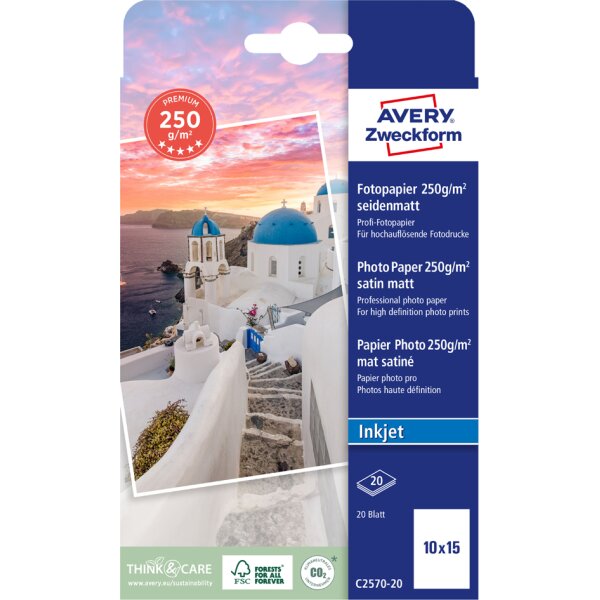 AVERY Zweckform Inkjet Fotopapier PREMIUM, 10 x 15 cm, weiss