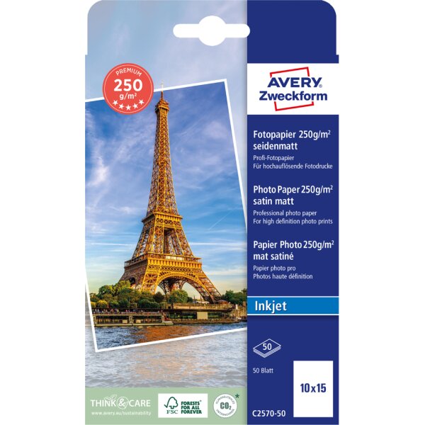 AVERY Zweckform Inkjet Fotopapier PREMIUM, 10 x 15 cm, weiss
