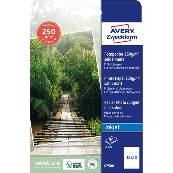 AVERY Zweckform Inkjet Fotopapier PREMIUM, 13 x 18 cm, weiss