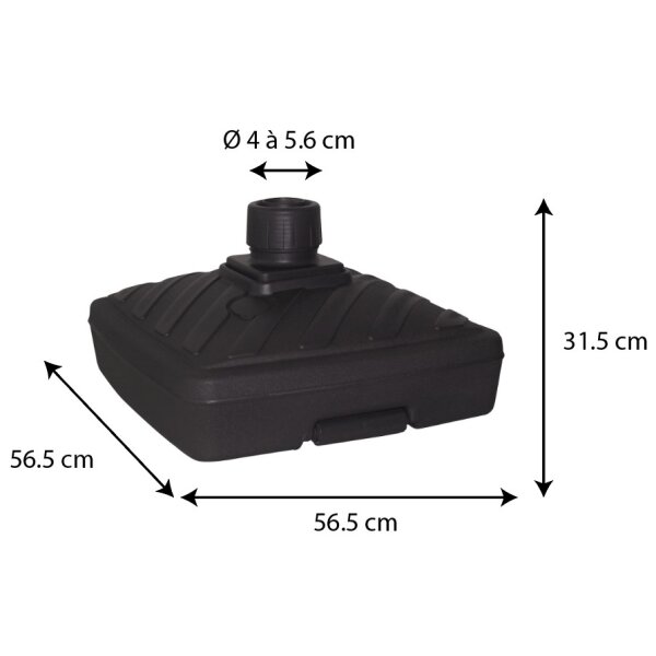 EDA Pied de parasol, plastique, carr&eacute;, (L)565 mm, gris