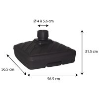 EDA Pied de parasol, plastique, carré, (L)565 mm,...