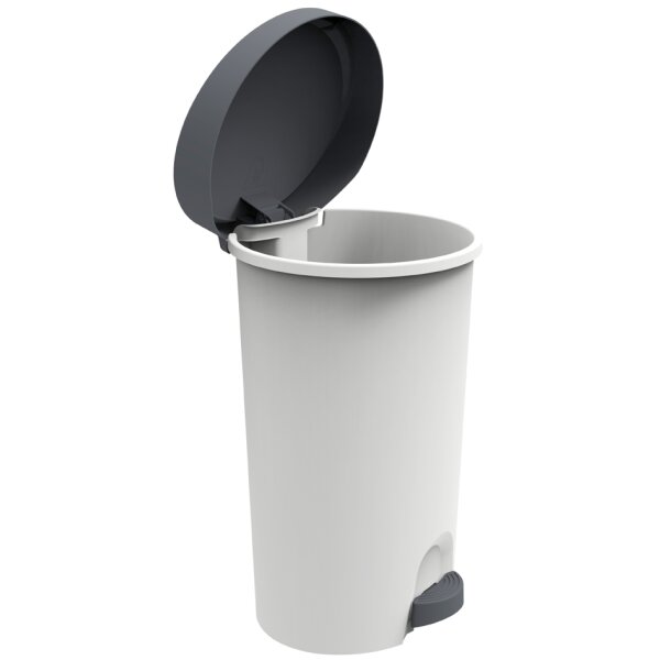 EDA Poubelle à pédale Stepy, 27 litres, PP, gris/anthracite