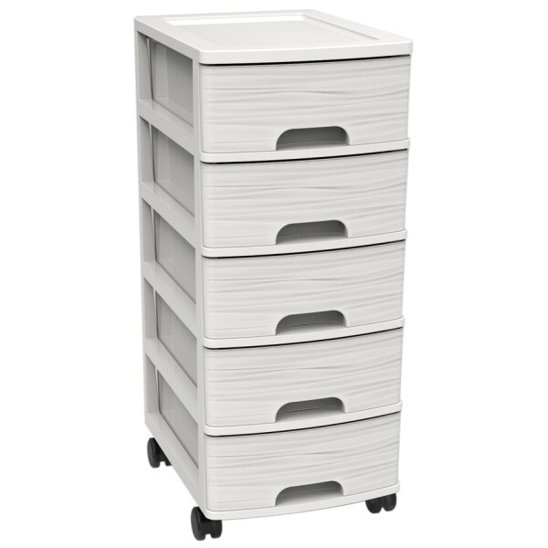 EDA Schubladenboxen-Turm STONE, A4, 5 Sch&uuml;be, PP, weiss