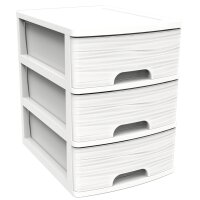 EDA Schubladenbox STONE, DIN A4, 3 Schübe, PP, weiss