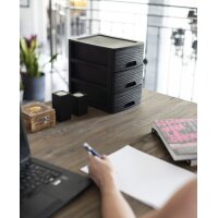 EDA Schubladenbox STONE, DIN A4, 3 Schübe, PP, schwarz