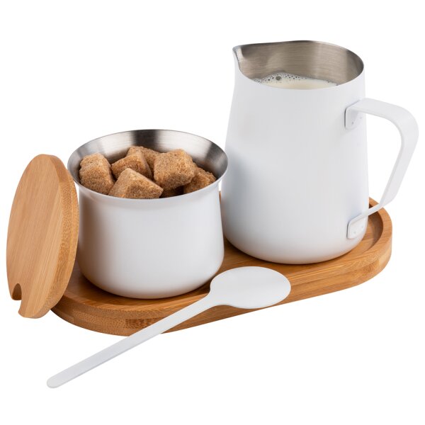 APS Kit lait/sucre MILURO, acier inoxydable blanc, 5 pièces