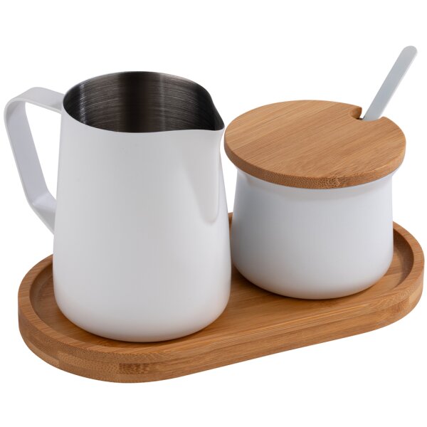 APS Kit lait/sucre MILURO, acier inoxydable blanc, 5 pièces