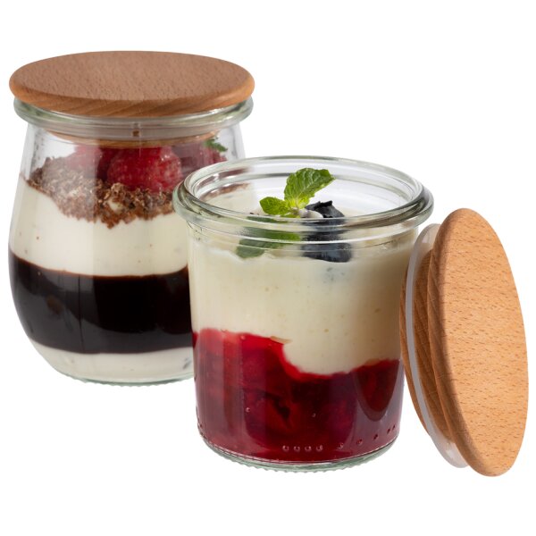 APS Couvercle pour bocal Weck, bois de hêtre, set de 12