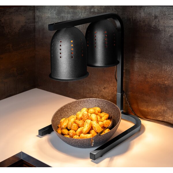 APS Lampe chauffante avec 2 lampes infrarouges, noir