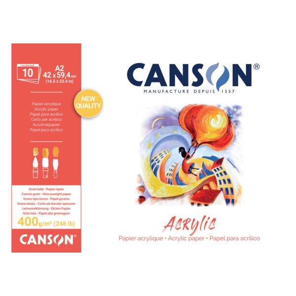 CANSON Zeichenpapierblock "Acrylic", 380 x 460 mm, 400 g qm