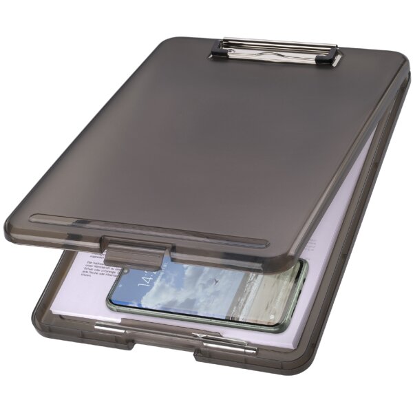 helit Porte-bloc avec compartiment the clip, A4, gris