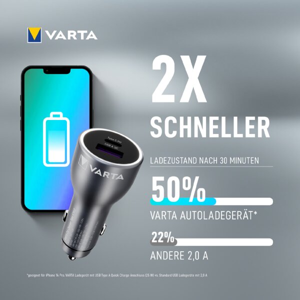 VARTA Chargeur allume-cigare Car Charger, 1 USB-A/1 USB-C