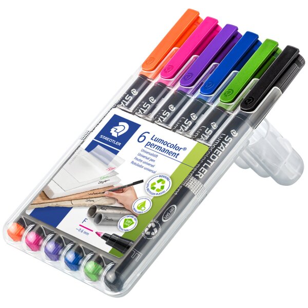 STAEDTLER Marqueur permanent 318F Lumocolor, étui de 4, noir