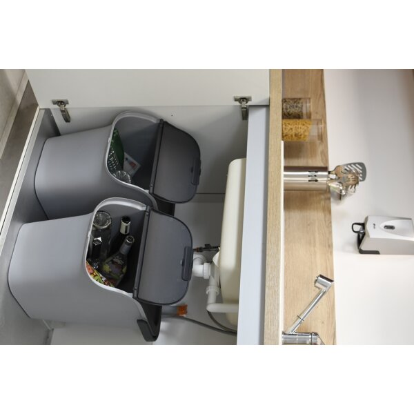 EDA Poubelle de tri TriHome, 40 litres, ciment/anthracite