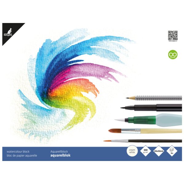 kangaro Bloc de papier aquarelle, 240 x 320 mm, 16 feuilles