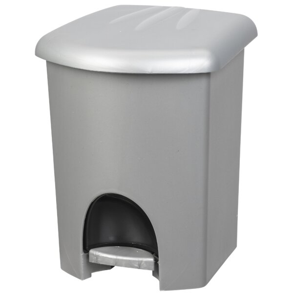 plast team Poubelle cosmétique à pédale, 6 litres, argent