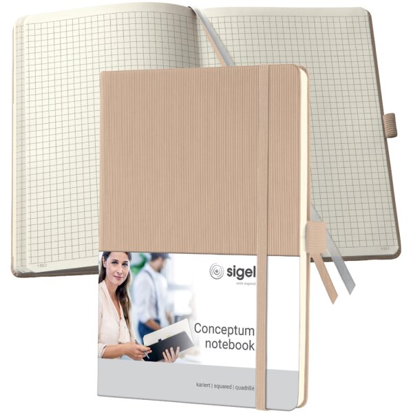 sigel Carnet de notes Conceptum, A5, quadrill&eacute;, beige